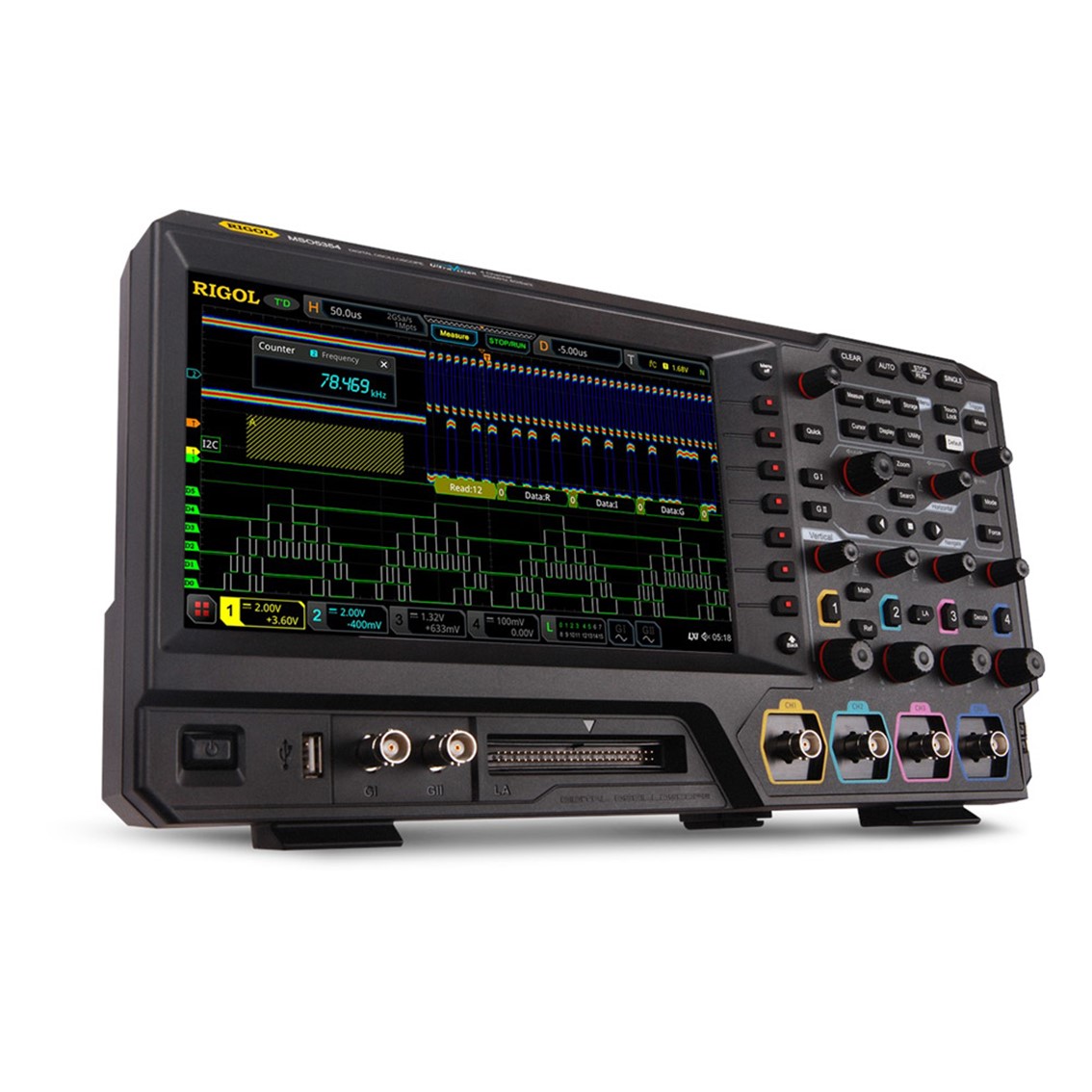 RIGOL MSO5354 4채널, 350MHz, 8GSa/s, 200Mpts,1024x600 디지털 디지털 오실로스코프