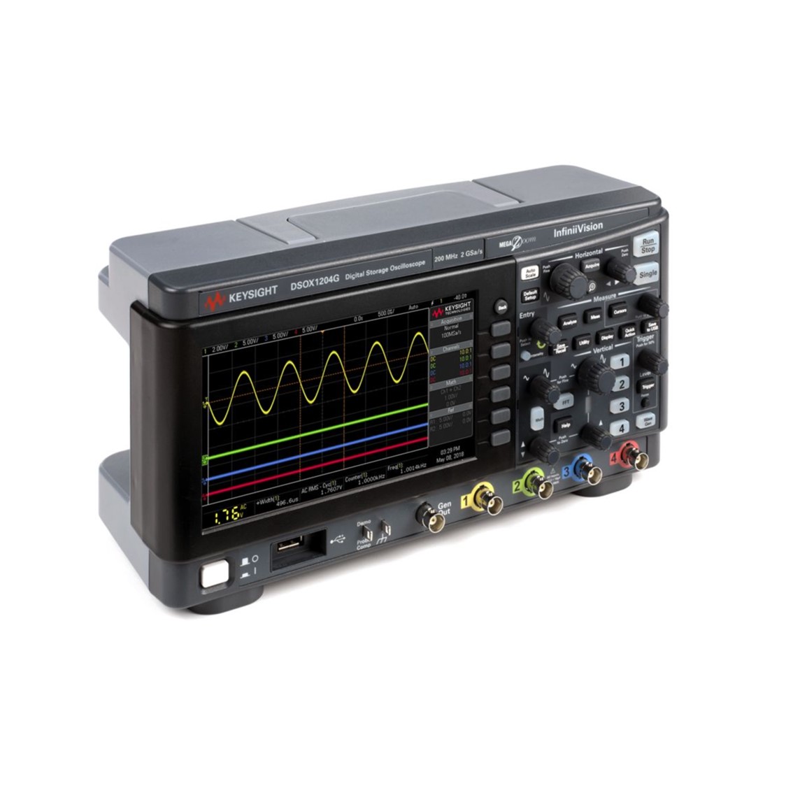 KEYSIGHT DSOX1204G 70/100/200MHz, 4채널, 파형발생기 기능, 오실로스코프