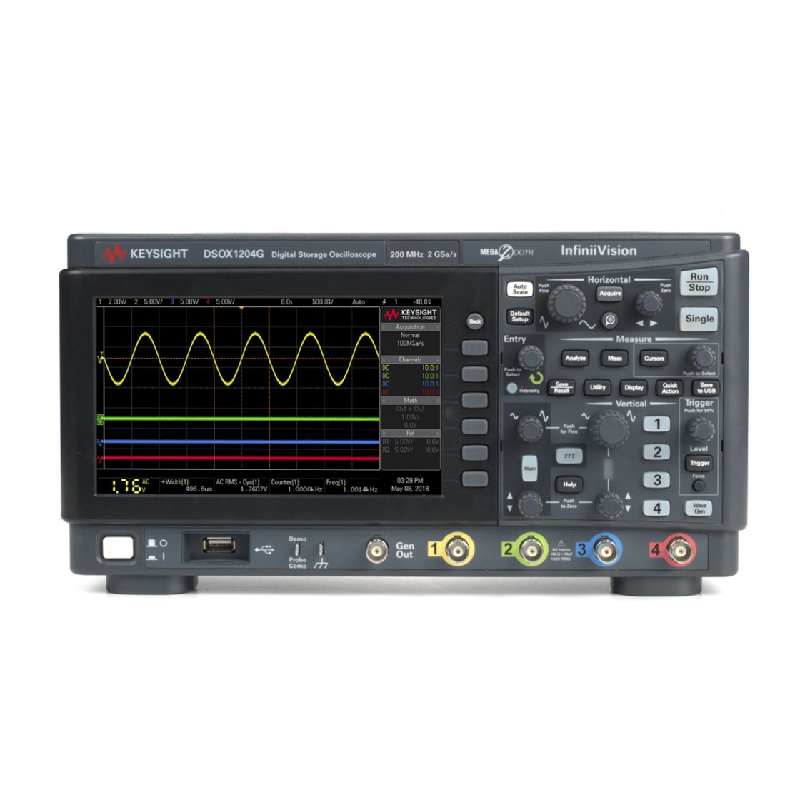 KEYSIGHT DSOX1204G 70/100/200MHz, 4채널, 파형발생기 기능, 오실로스코프