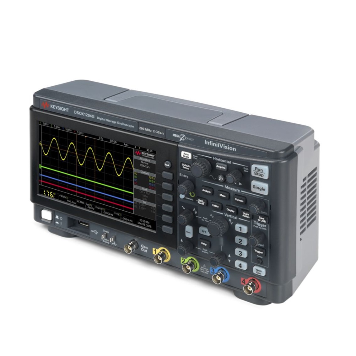 KEYSIGHT DSOX1204G 70/100/200MHz, 4채널, 파형발생기 기능, 오실로스코프