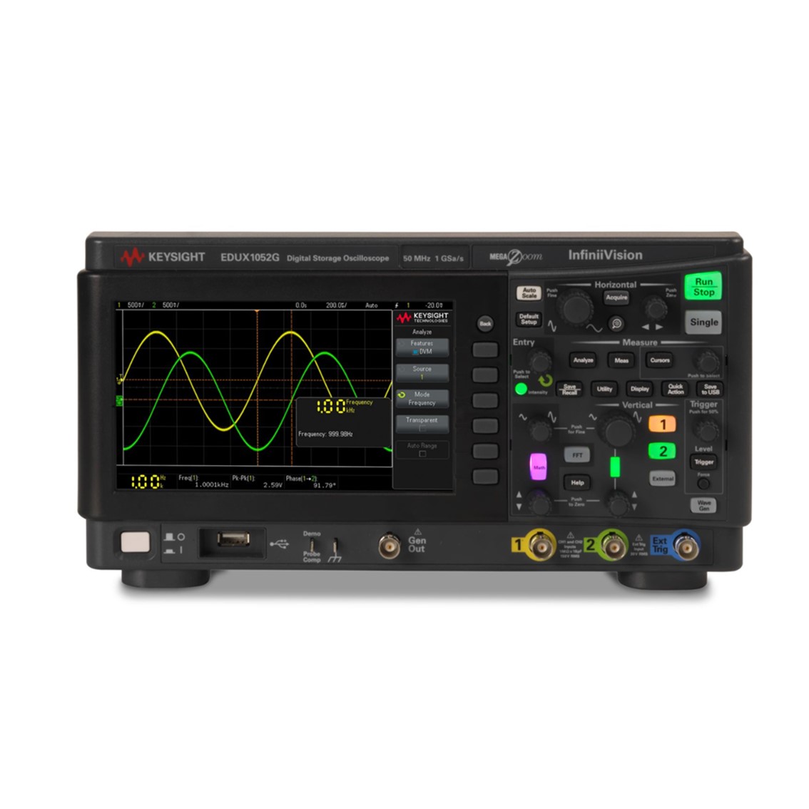 KEYSIGHT EDUX1052G 2채널/50MHz 파형발생기, 디지털 오실로스코프