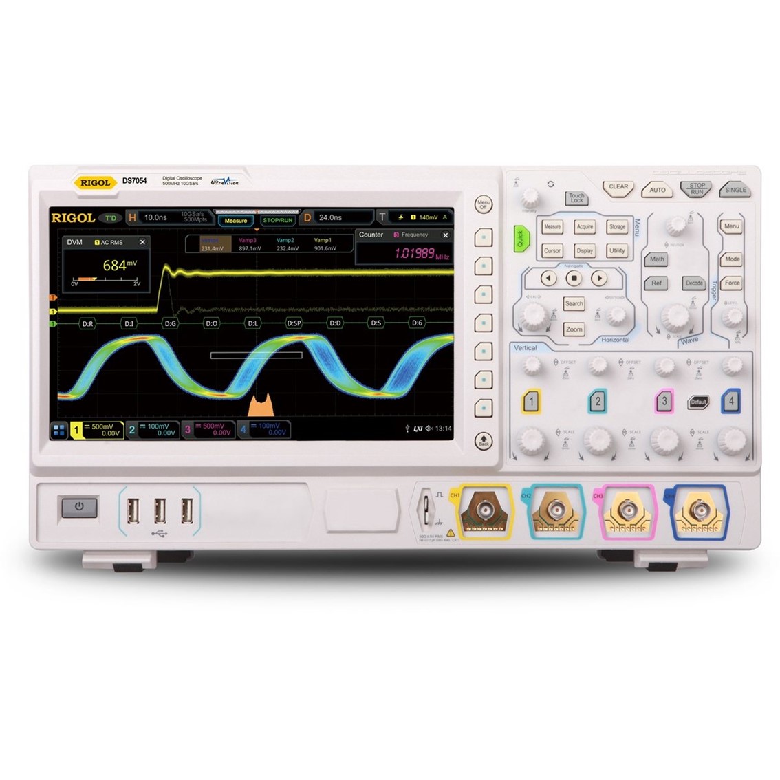 RIGOL DS7014 4채널, 100MHz, 10GSa/s 디지털 디지털 오실로스코프