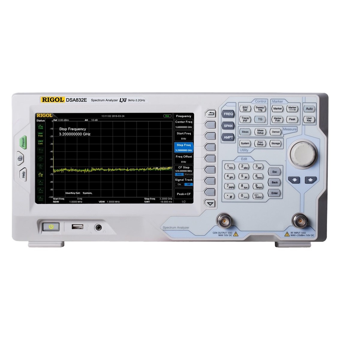 RIGOL DSA832E 9kHz ~ 3.2GHz, -90 dBc/Hz, 10Hz RBW 스펙트럼 아날라이저