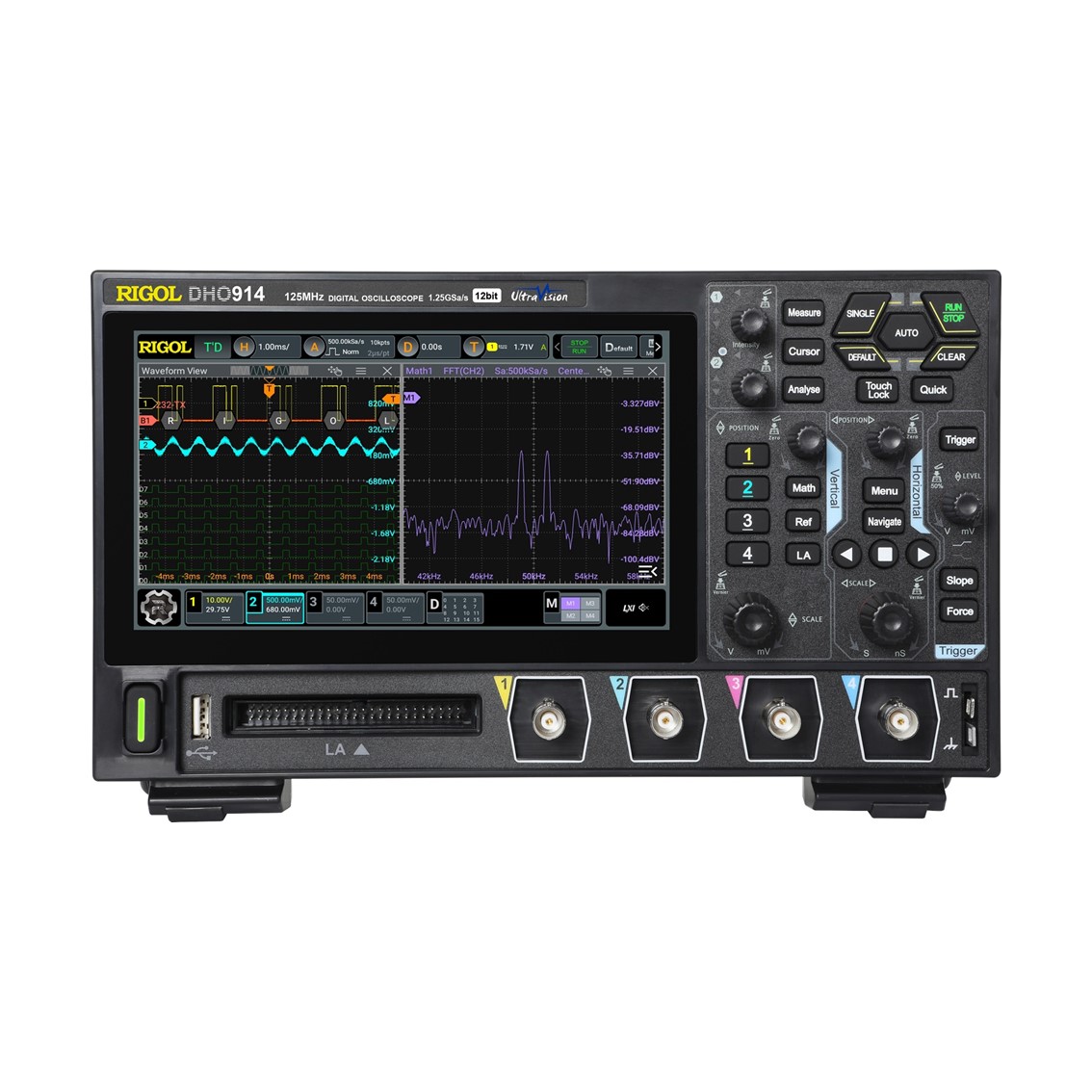 RIGOL DHO914S 4채널, 125MHz, 1.25GSa/s, 12비트, 50Mpts 디지털 오실로스코프,임의파형발생기