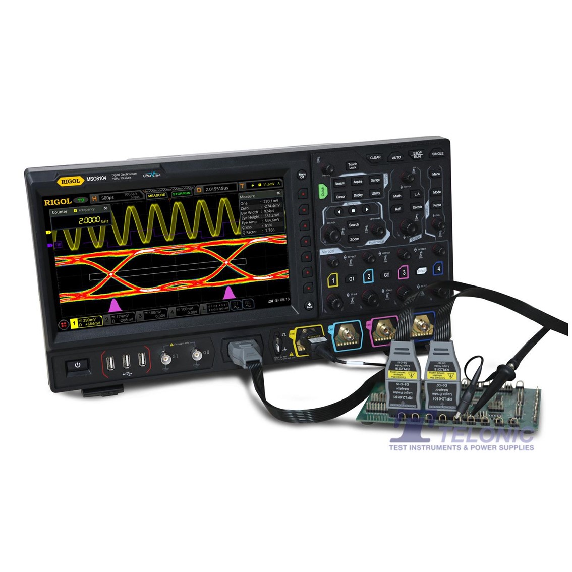 RIGOL MSO8154A 4채널, 1.5GHz, 10GSa/s, 500Mpts 디지털 디지털 오실로스코프