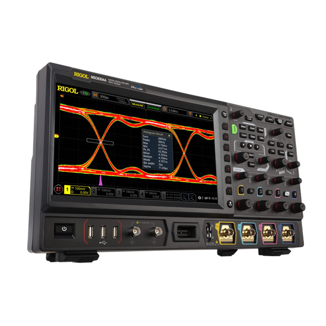 RIGOL MSO8304A 4채널, 3GHz, 10GSa/s, 500Mpts, 600,000wfms 디지털 오실로스코프