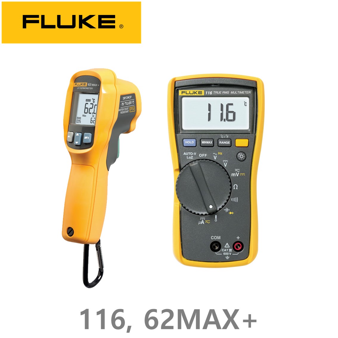 FLUKE 116, 62MAX+ 디지탈 멀티미터, 정품 116+플루크 62MAX ( 적외선온도계 콤보 )