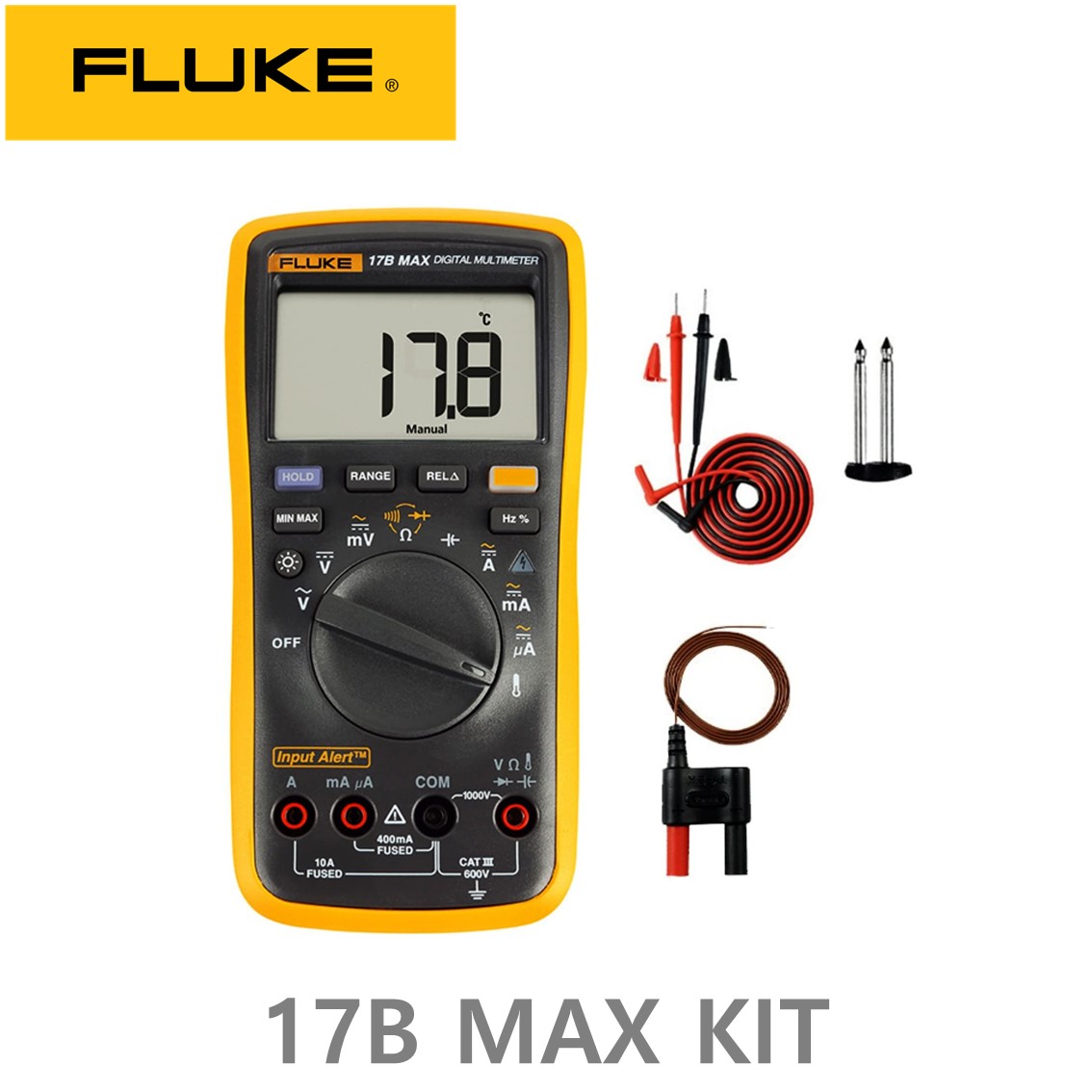 FLUKE 17B MAX KIT 정품 17B MAX KIT 디지털멀티미터, 테스터기 (4MM & 1MM)
