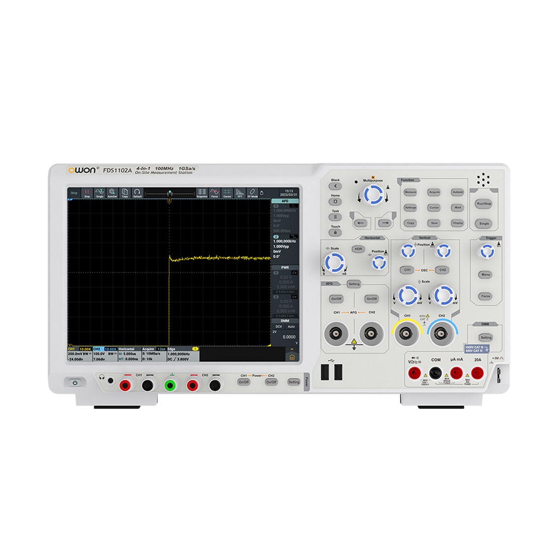 OWON FDS1102 2채널, 100MHz, 1GS, 8 Bit 오실로스코프 신호발생기,멀티미터,주파수카운터,디코더