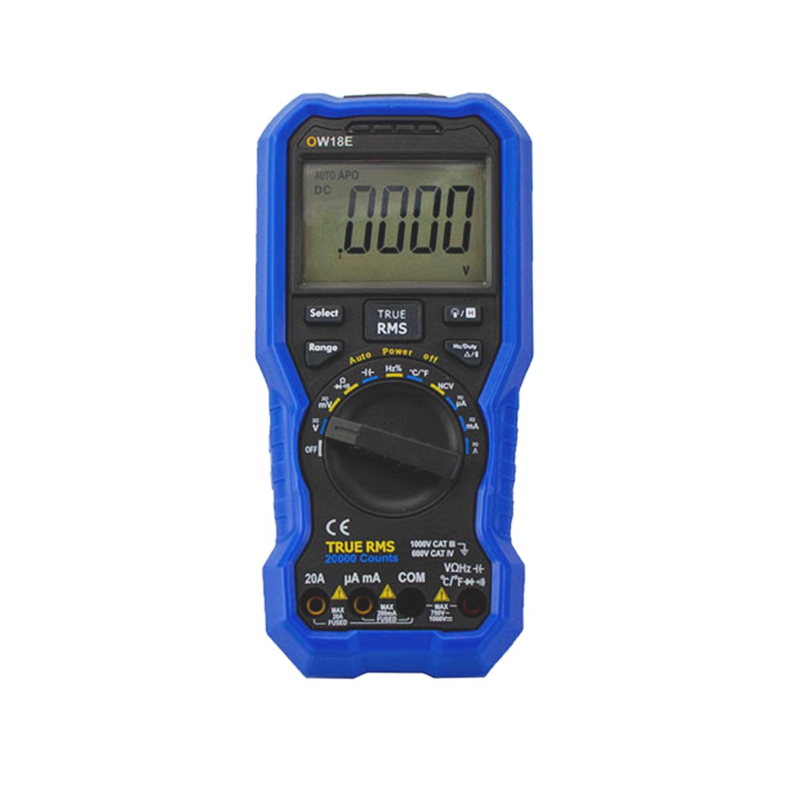 OWON OW18E 4.5 Digit 휴대용 디지탈 멀미미터, True RMS, 온도, NCV, 20A, uA, 라이트, Bluetooth