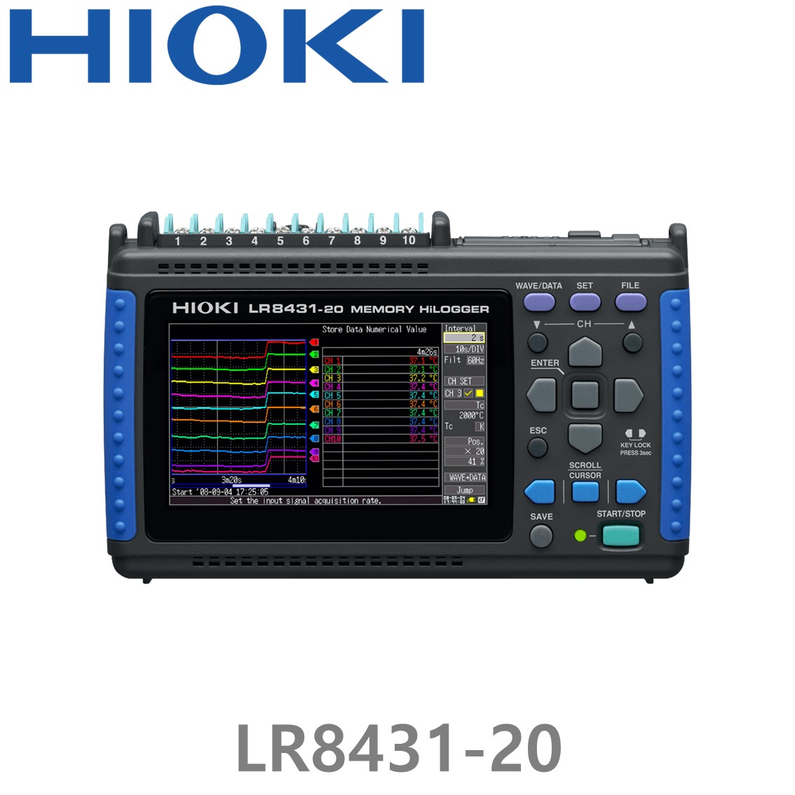 HIOKI LR8431-20 10채널 데이터 로거, 메모리 하이로거