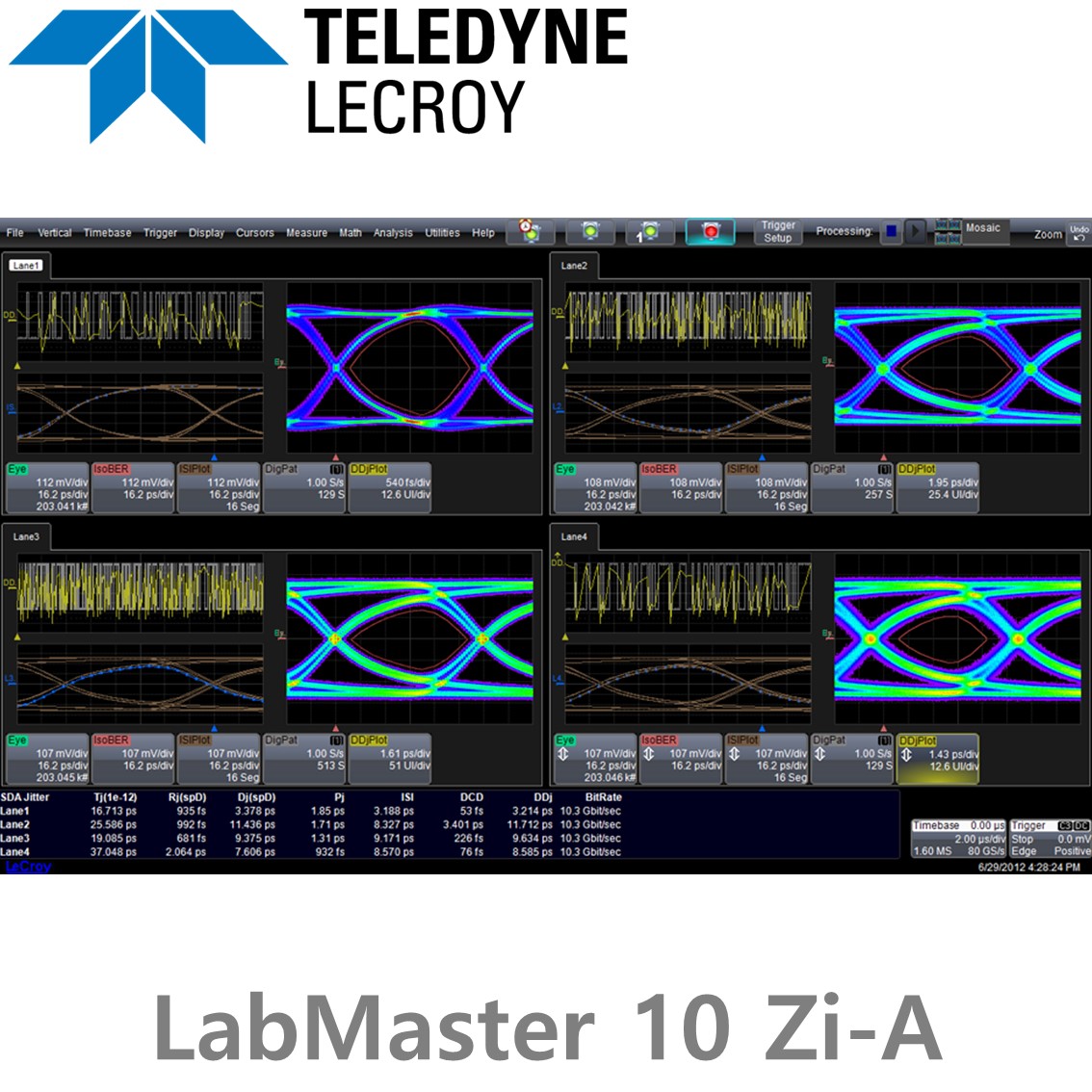 LECROY LabMaster 10 Zi-A 오실로스코프, 4CH~80CH, 20GHz-65GHz 대역폭, 8Bit 분해능, 160GS/s 샘플링