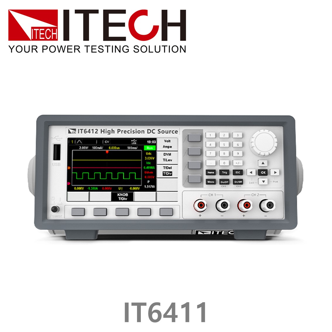 ITECH IT6411 바이폴라 DC파워서플라이, 배터리시뮬레이터 +-15V, +-3A;+-9V, +-5A;45W