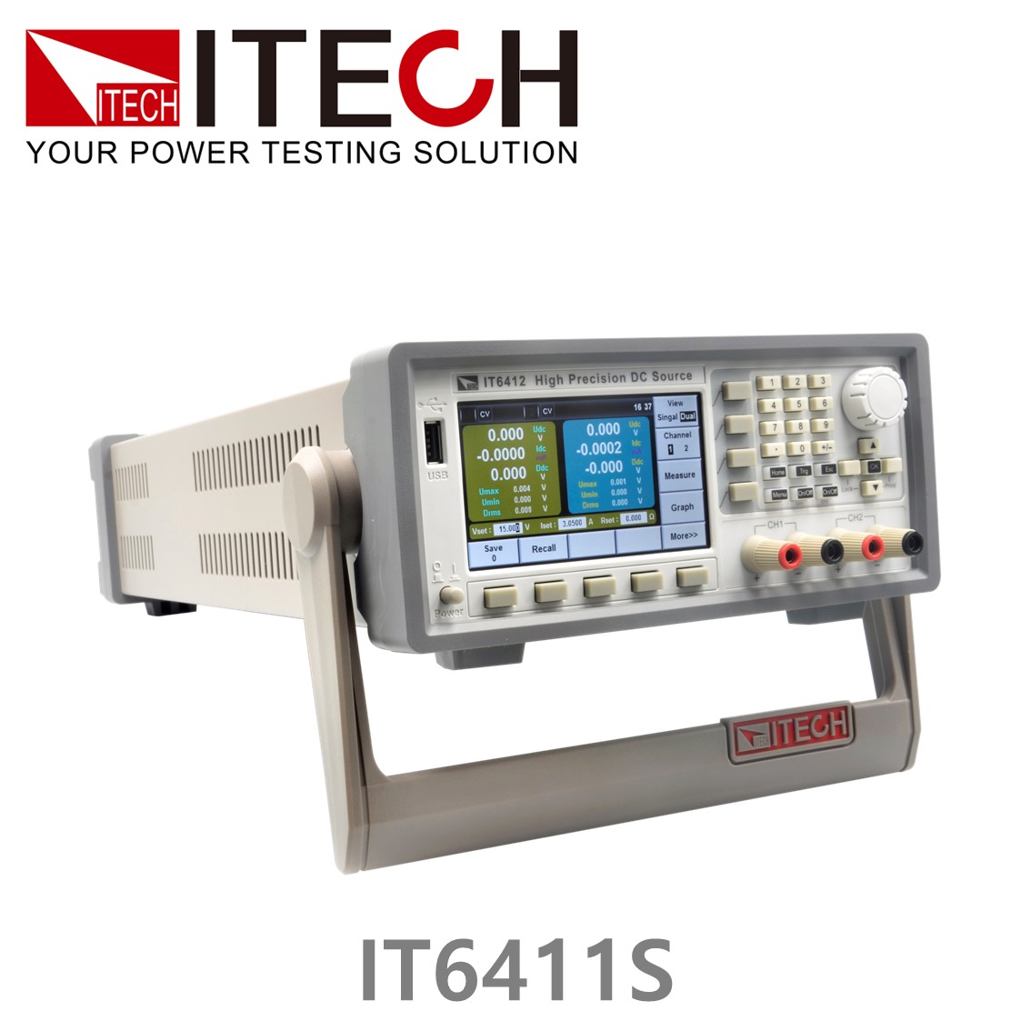 ITECH IT6411S 바이폴라 DC파워서플라이, 배터리시뮬레이터 -15V-0V,0-15V, +-0.1 A, 1.5 W