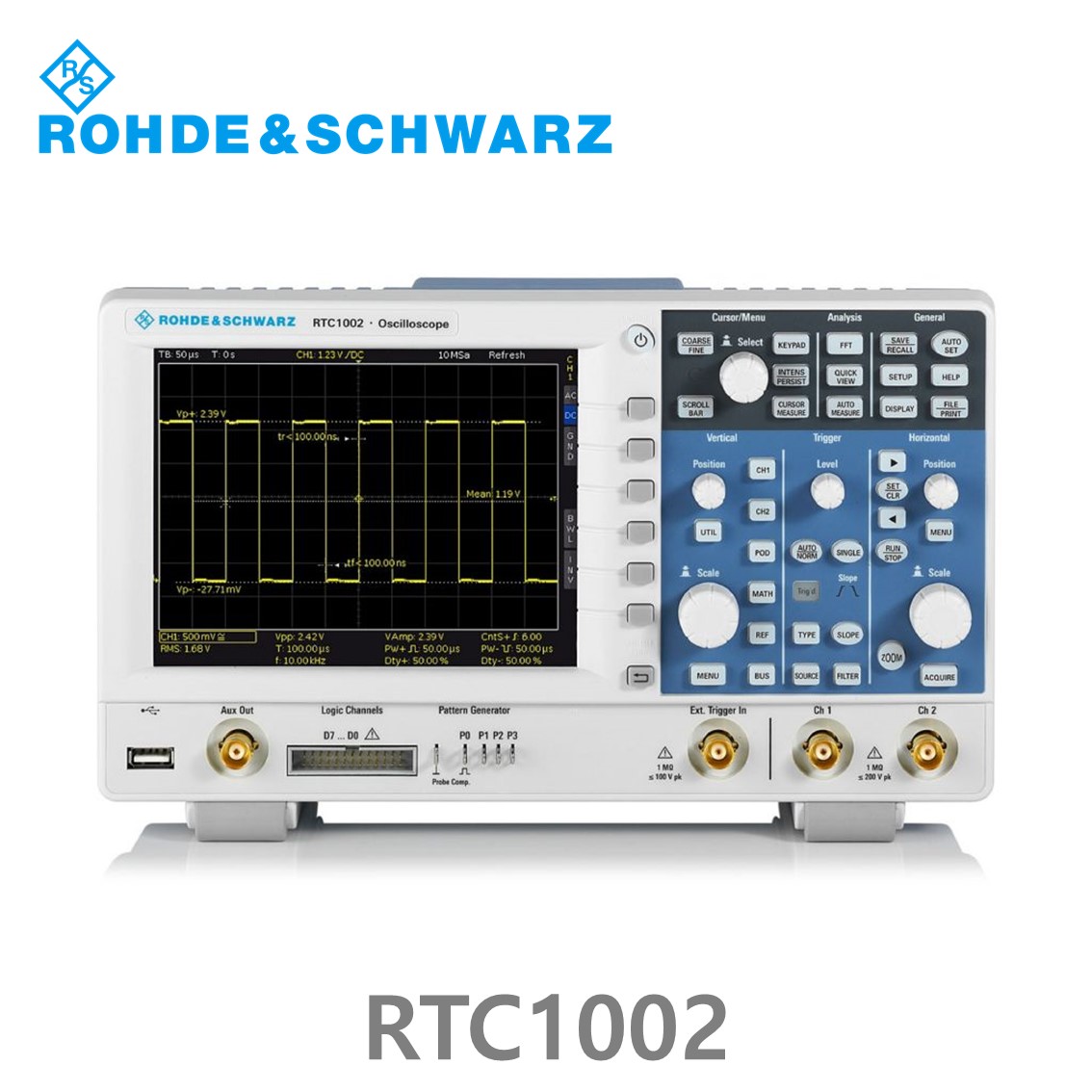 로데슈바르즈 RTC1002 오실로스코프 2채널 50MHz/ 2Gs/ 2Mpts/ 디지털8채널
