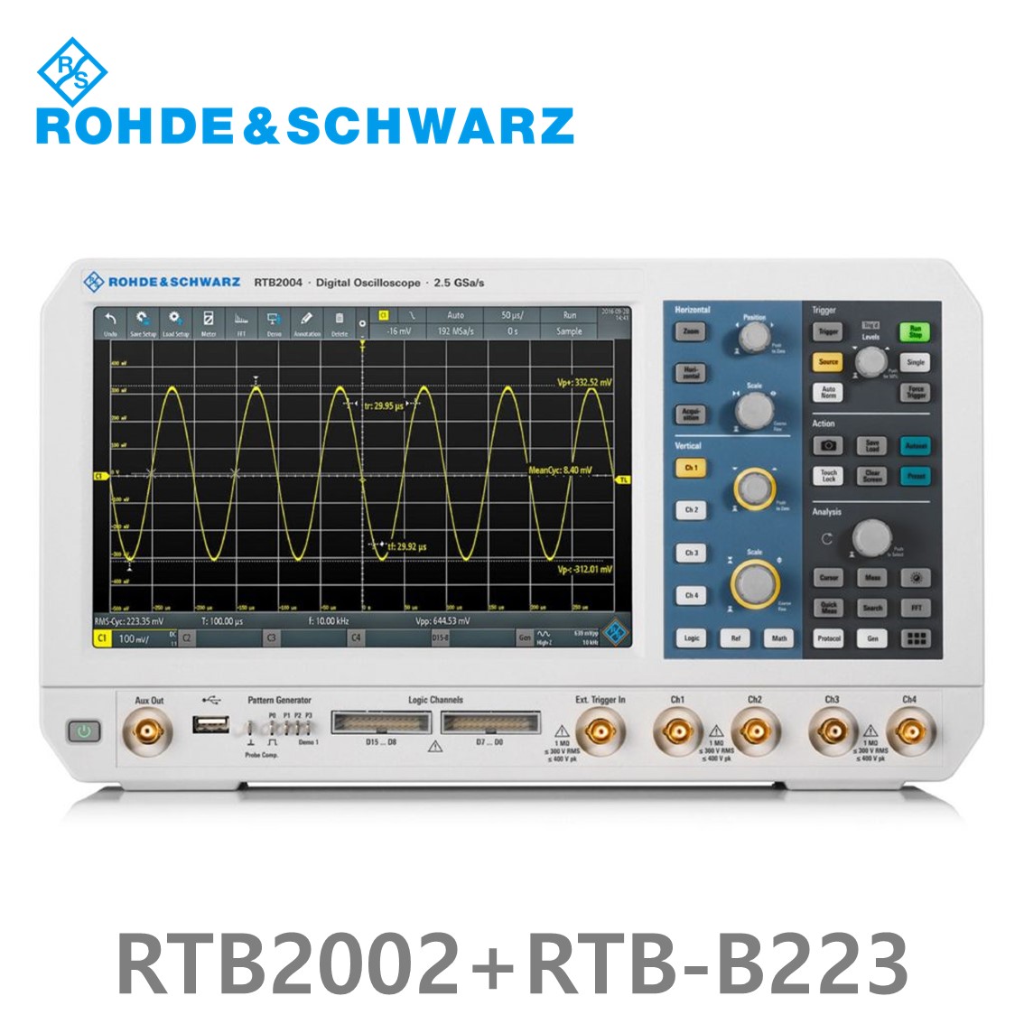 로데슈바르즈 RTB2002+RTB-B223 오실로스코프 2채널 300MHz/ 2.5Gs/ 20 Mpts/ 디지털16채널