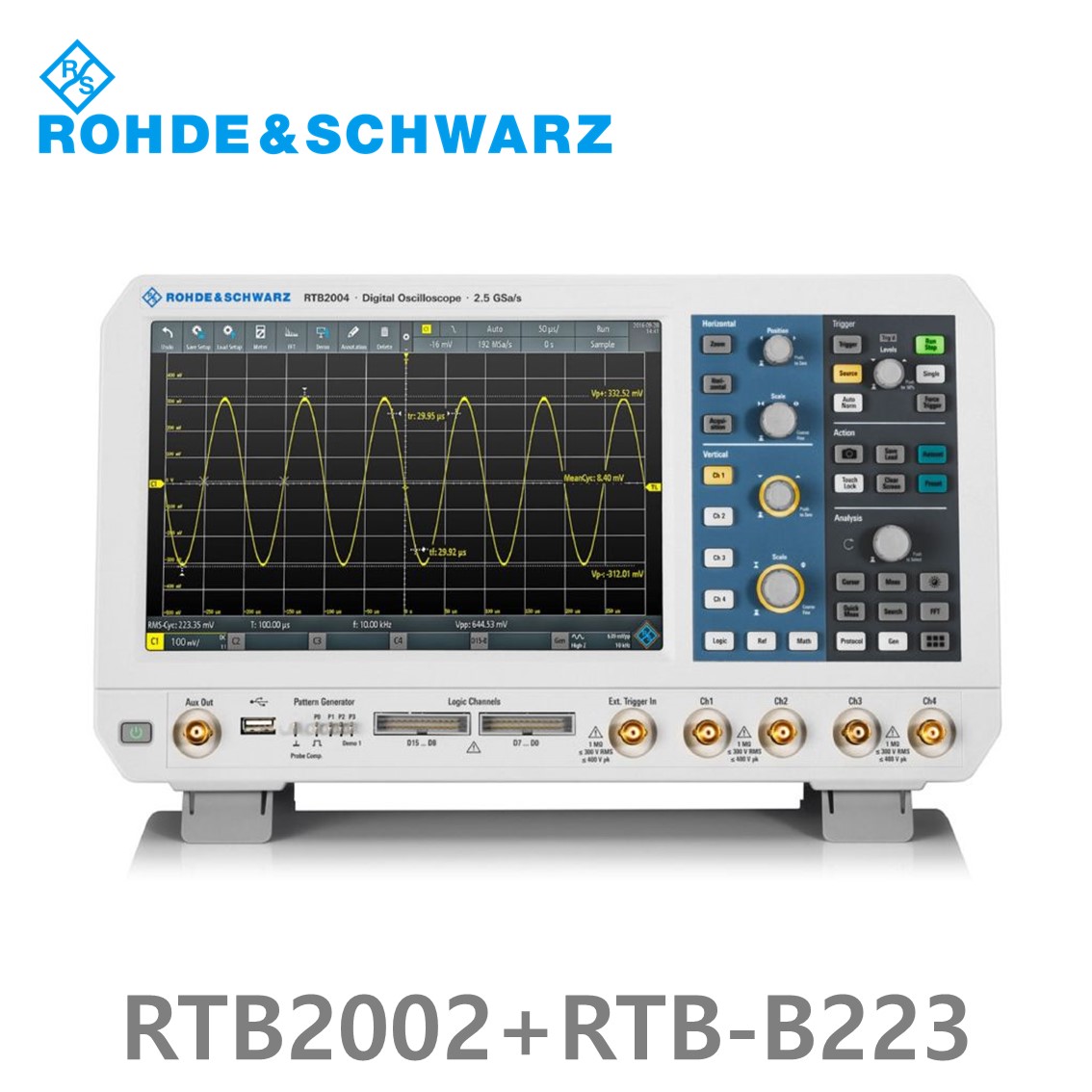 로데슈바르즈 RTB2002+RTB-B223 오실로스코프 2채널 300MHz/ 2.5Gs/ 20 Mpts/ 디지털16채널