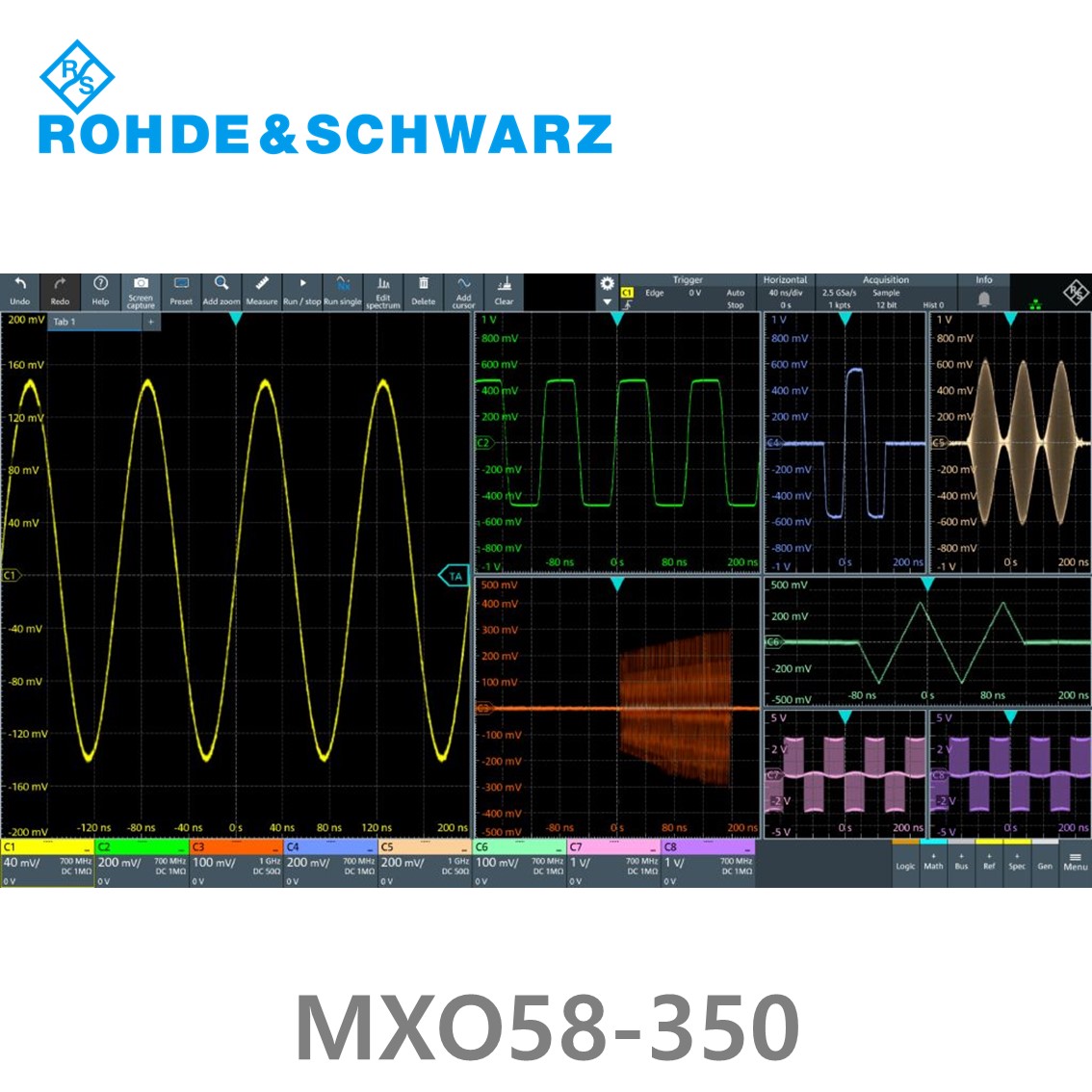 로데슈바르즈 MXO58-350 오실로스코프 8채널 350MHz/ 8Gs/ 500Mpts 디지털16채널