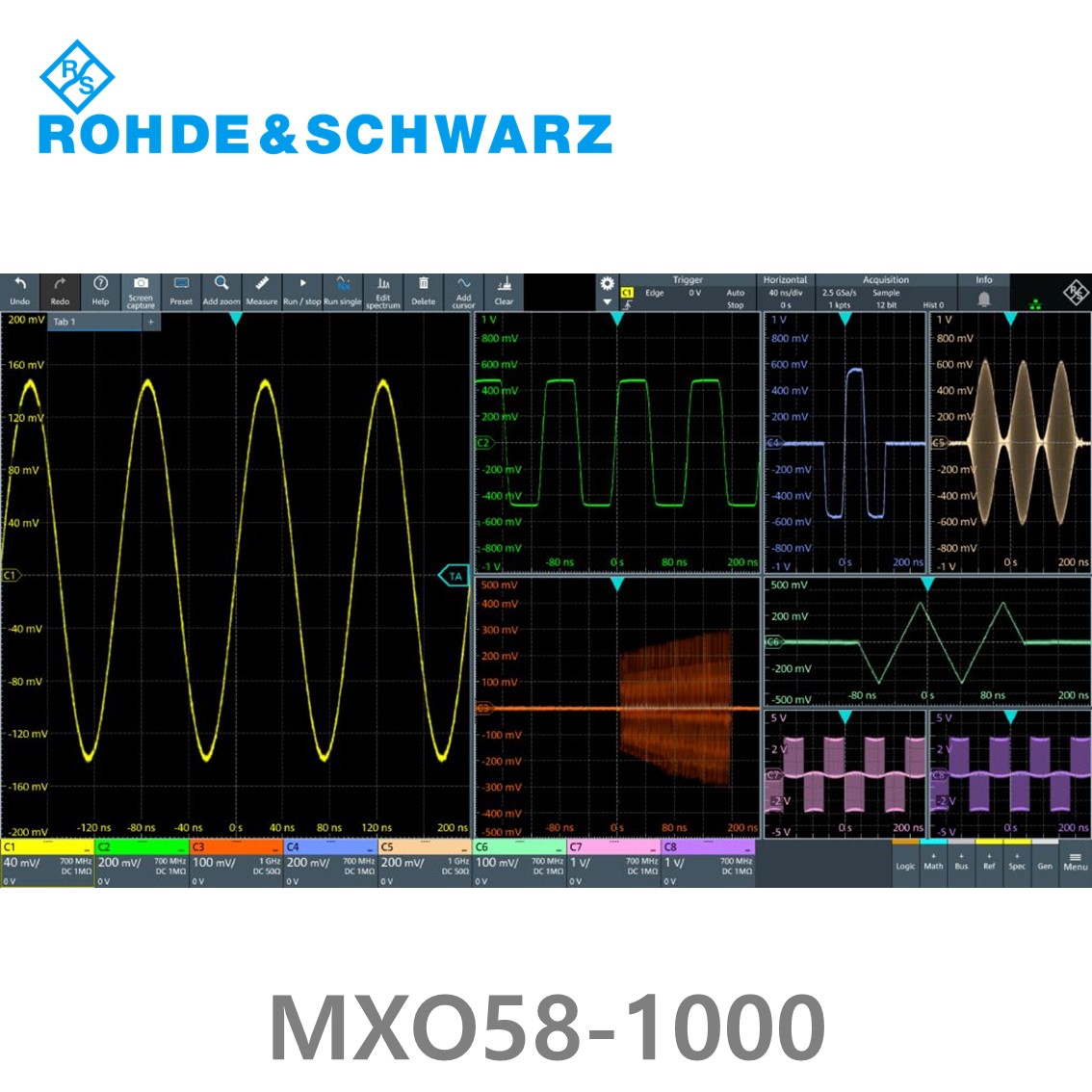 로데슈바르즈 MXO58-1000 오실로스코프 8채널 1GHz/ 8Gs/ 500Mpts/ 디지털16채널