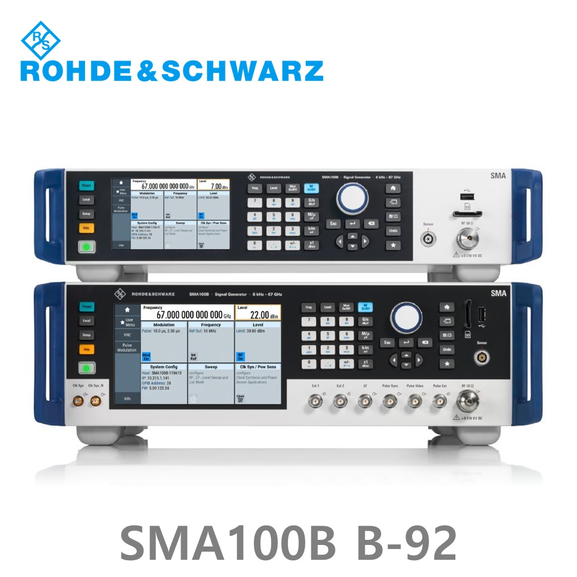 로데슈바르즈 SMA100B, SMAB-B92, 8 kHz~ 72GHz, –132 dBc, 30 dBm, 마이크로웨이브 신호발생기