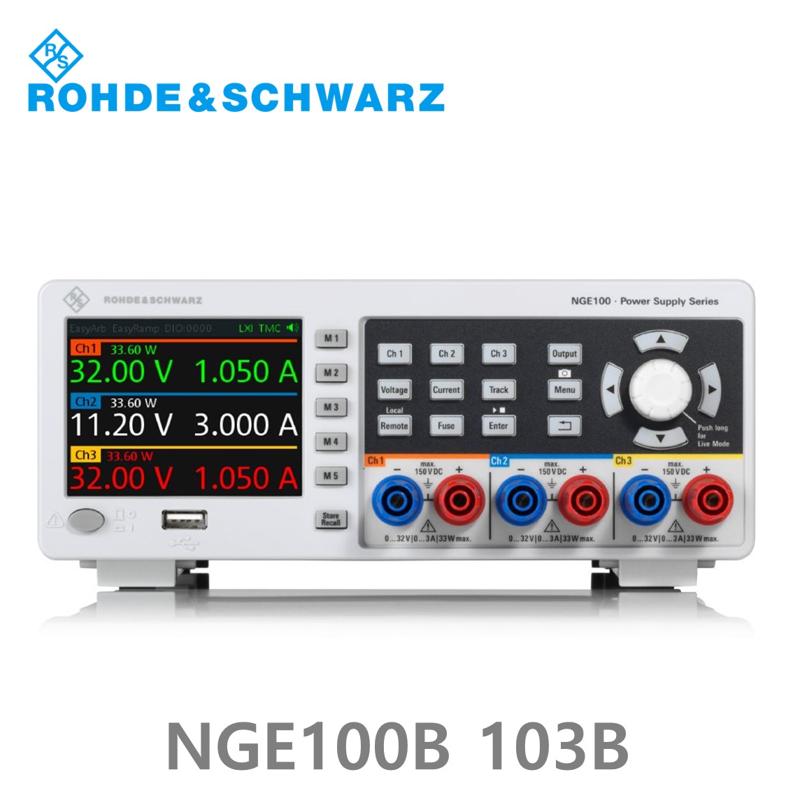 로데슈바르즈 NGE103B 3채널/100W DC파워서플라이, 0V~32V, 0A~3A DC전원공급기 (5601.3800.03)