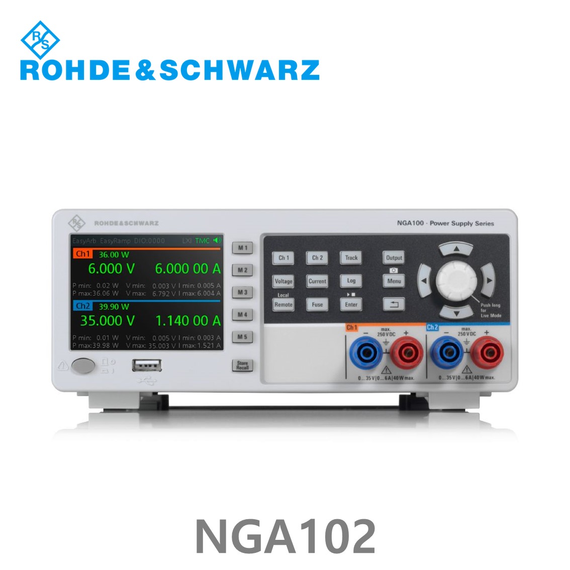 로데슈바르즈 NGA102 2채널/80W, 0V~35V, 0A~6A DC파워서플라이, DC전원공급기 (5601.8002.04)