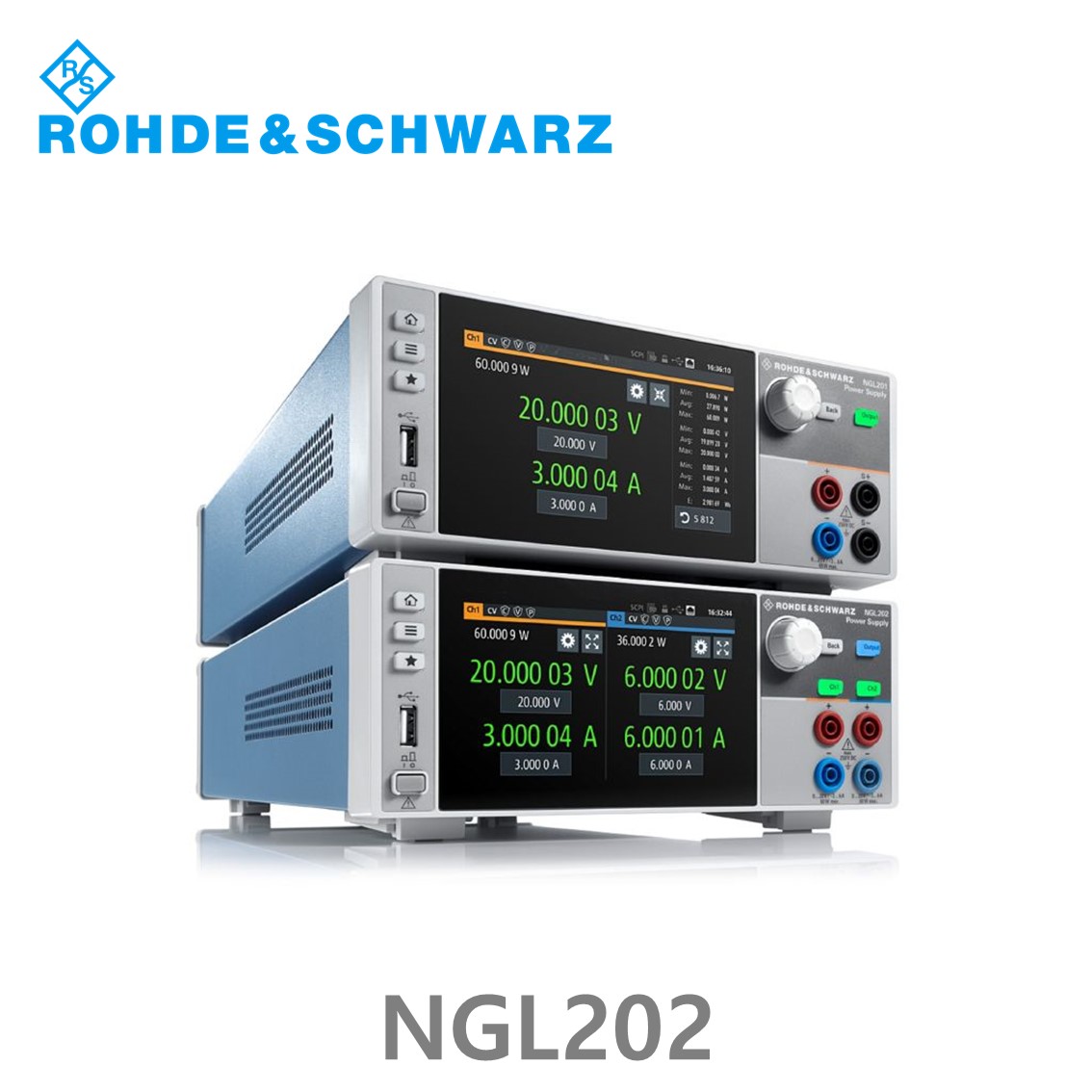로데슈바르즈 NGL202 2채널/120W, 0V~20V, ≤ 6V: 0A~6A, >6V: 0A~3A DC파워서플라이,DC전원공급기 (3638.3376.03)
