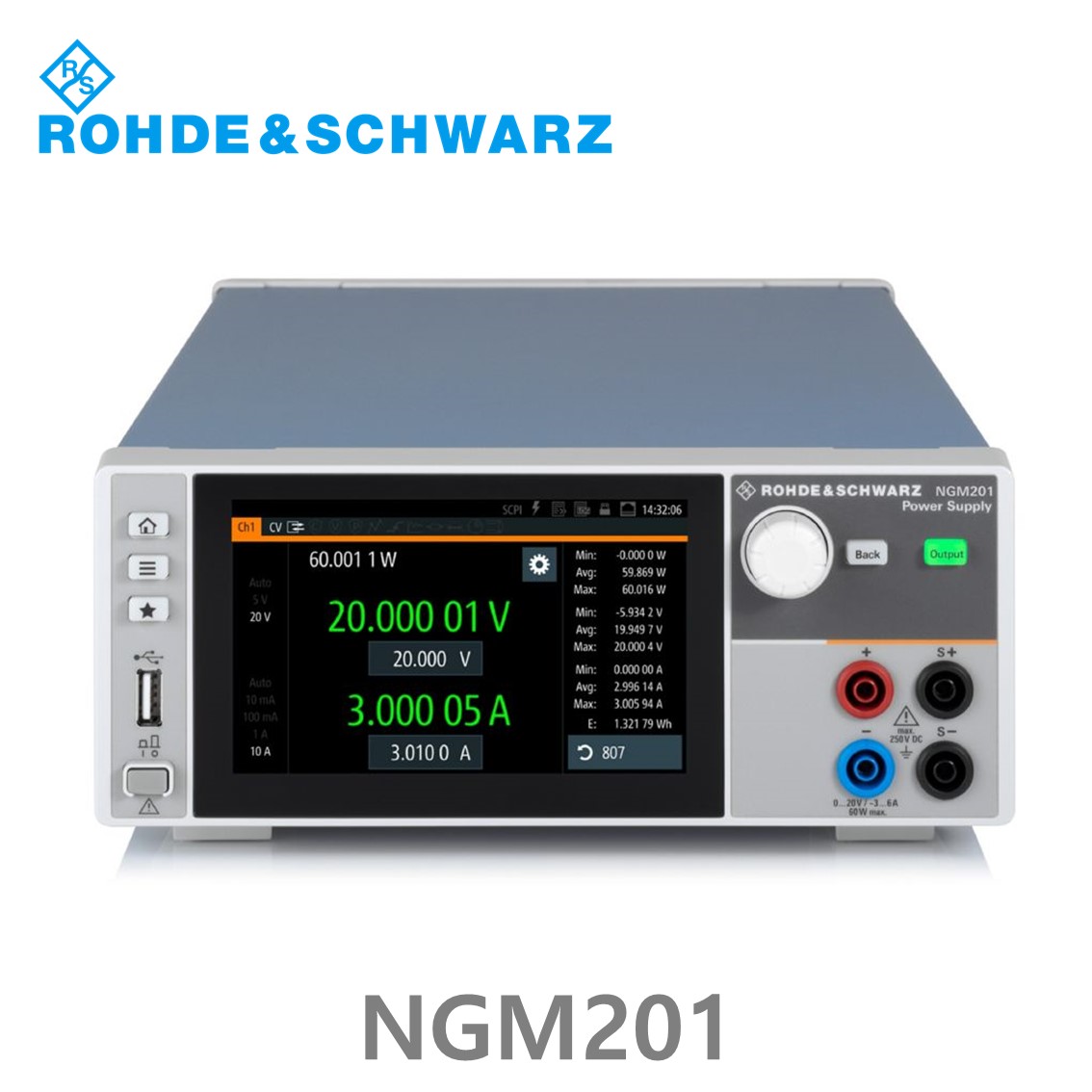 로데슈바르즈 NGM201 1채널/60W/0V~20V, ≤6V: 0A~6A, > 6V: 0A~3A DC파워서플라이, DC전원공급기 (3638.4472.02)