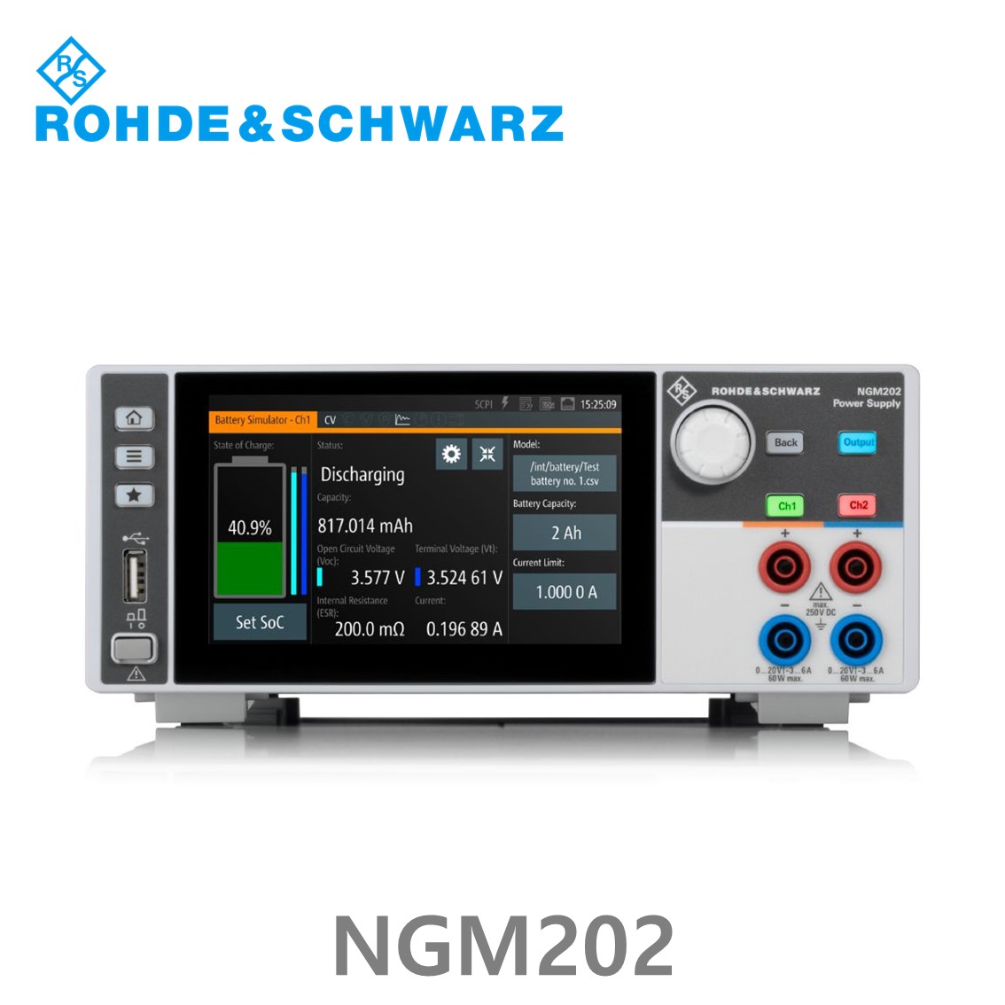 로데슈바르즈 NGM202 2채널/120W/0V~20V, ≤6V: 0A~6A, >6V:0A~3A, DC파워서플라이, DC전원공급기 (3638.4472.03)