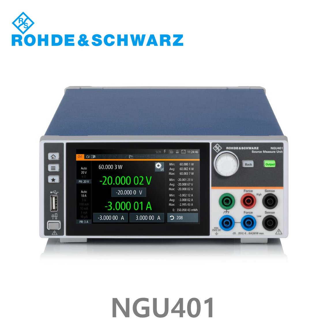 로데슈바르즈 NGU401 1채널/60W/-20V~+20V/6V: ±8A > 6V: ±3A, DC파워서플라이, 소스측정기 (3639.3763.03)