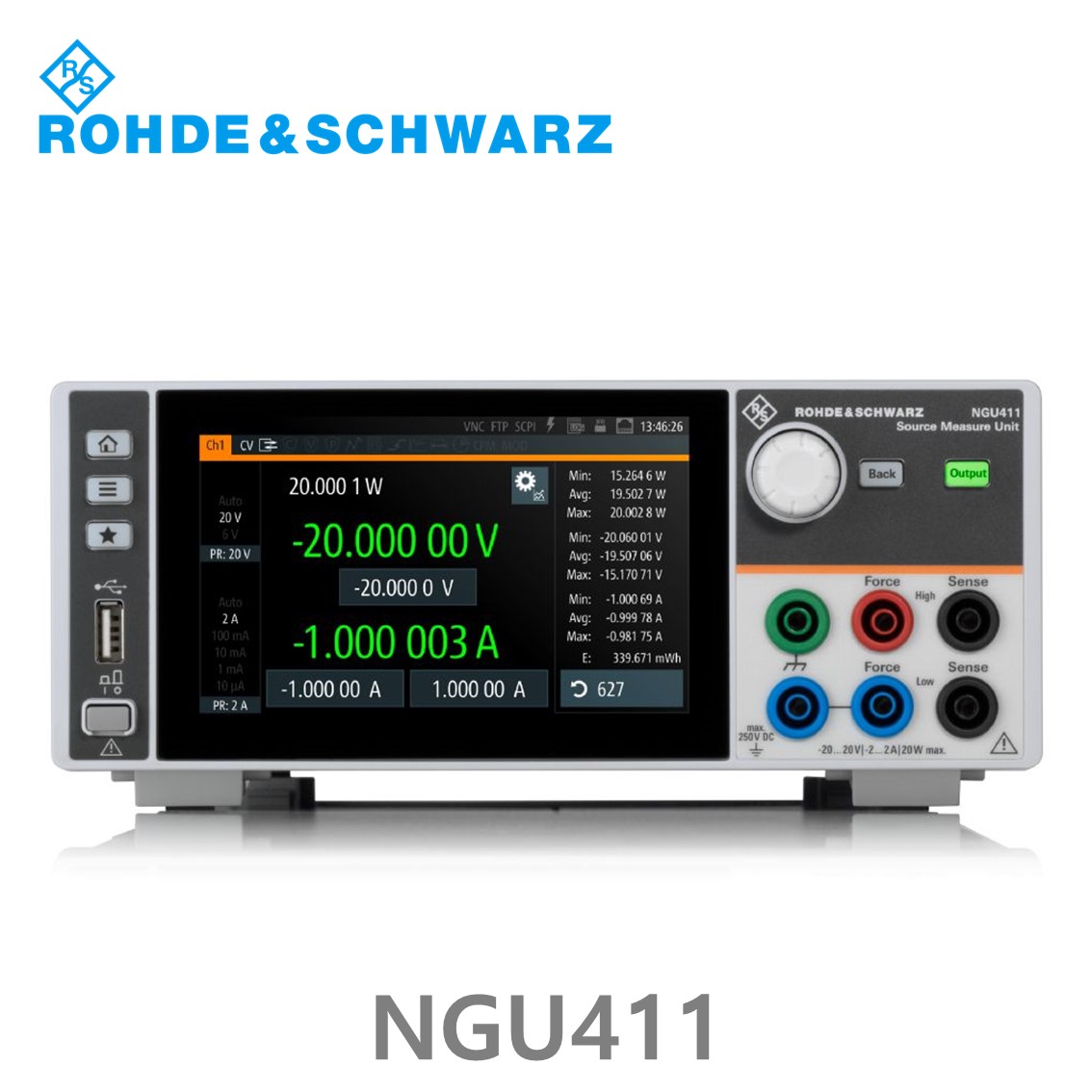 로데슈바르즈 NGU411 1채널/20W/-20V~+20V/출력전류10V이하: ±2A >10V: ±1A, DC파워서플라이, 소스측정기 (3639.3763.04)