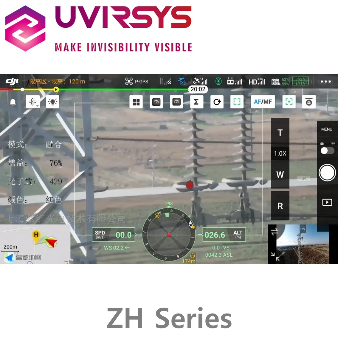 UVIRSYS ZH480, ZH580시리즈 코로나 탐지 카메라,코로나 드론, 코로나 로봇개 UV, VIS, Dual F.O.V lens
