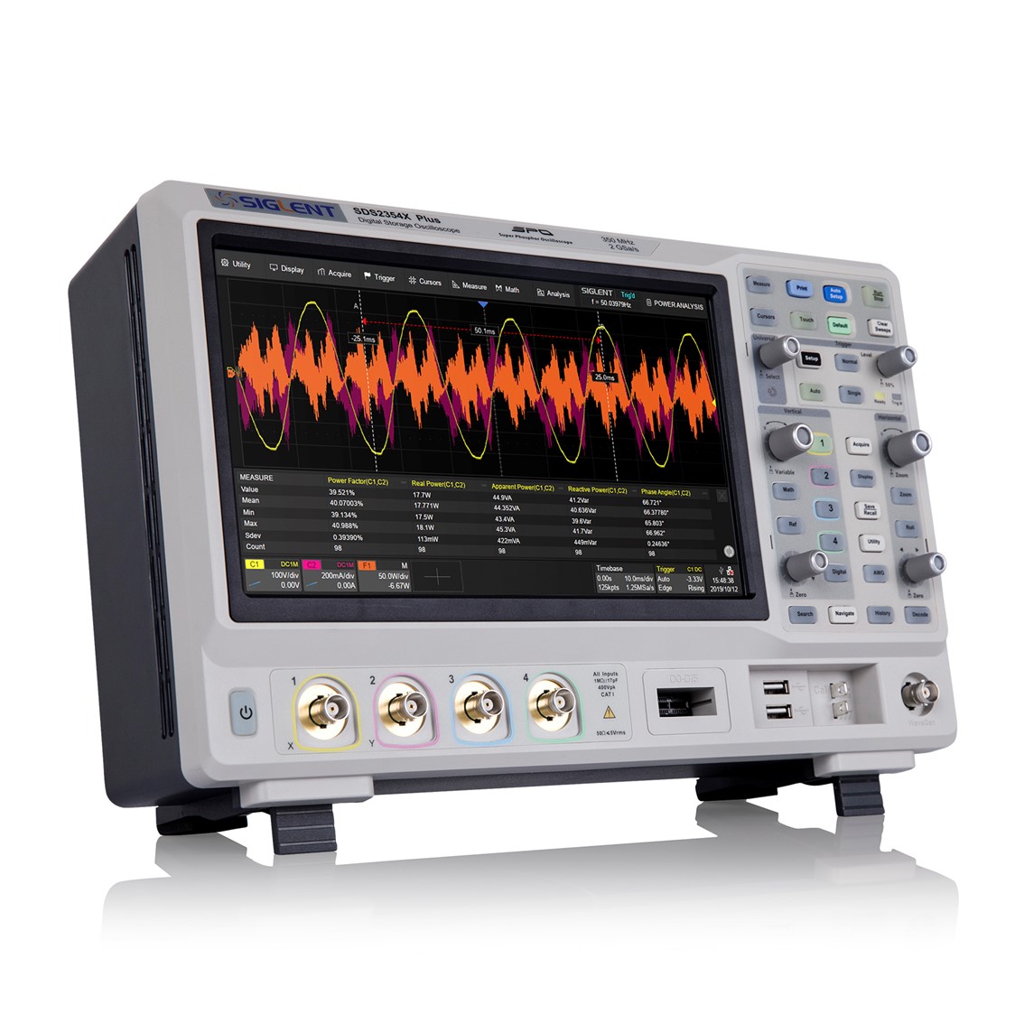 SIGLENT SDS2104X HD 오실로스코프 4채널, 100MHz, 2GSa/s, 12-bit, 200Mpts