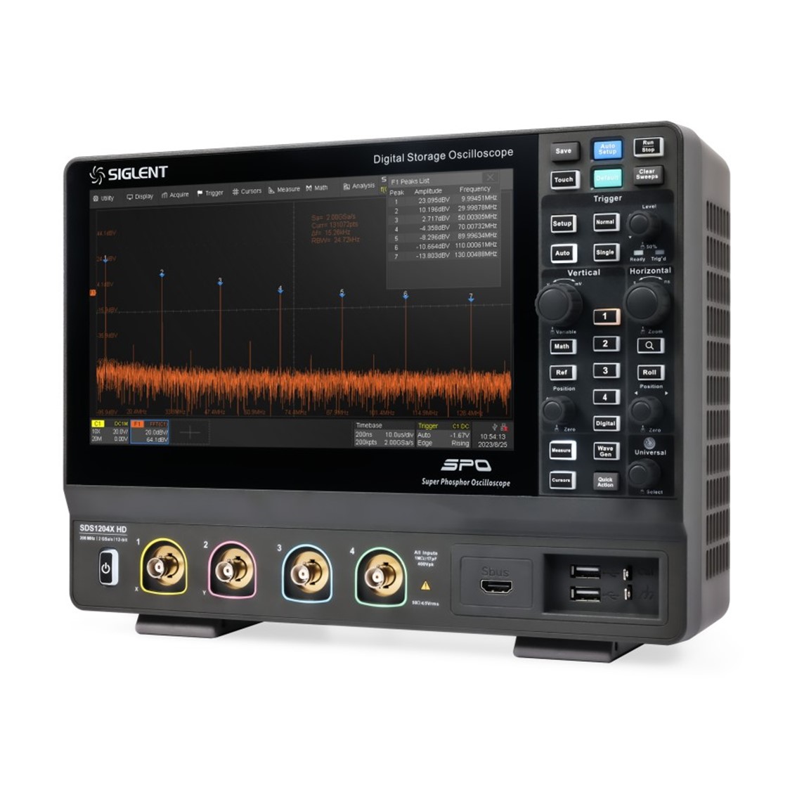 SIGLENT SDS1102X HD 오실로스코프 2채널, 100MHz, 2GSa/s, 12-bit, 100Mpts