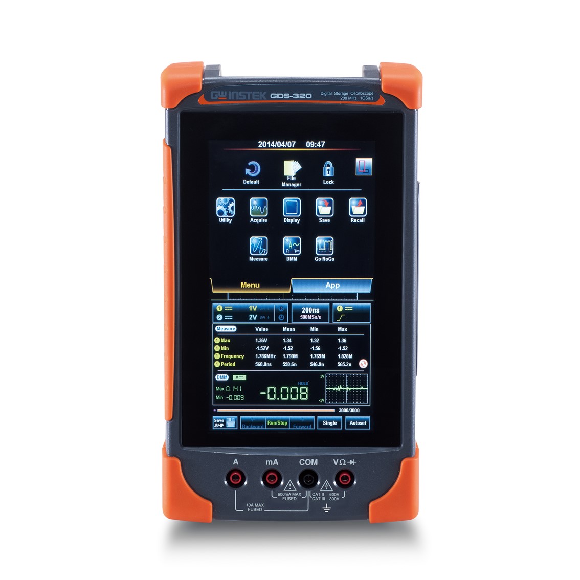 GWINSTEK GDS-320 휴대용 오실로스코프 1채널,200MHz,5M,50,000 DMM