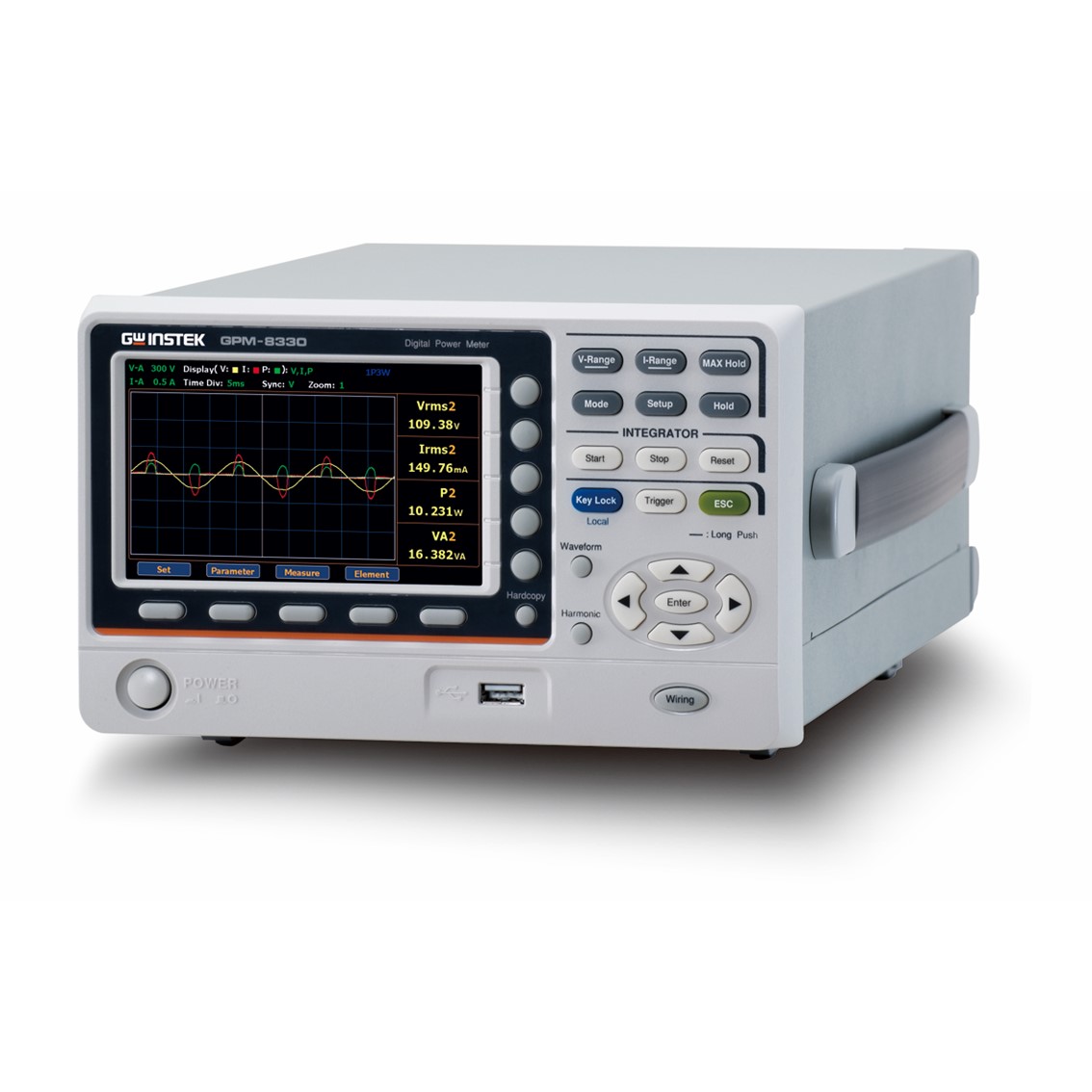 GWINSTEK GPM-8330 디지탈 파워미터 3채널,3상AC전력,0.1Hz~100kHz,300kHz 5인치 LCD