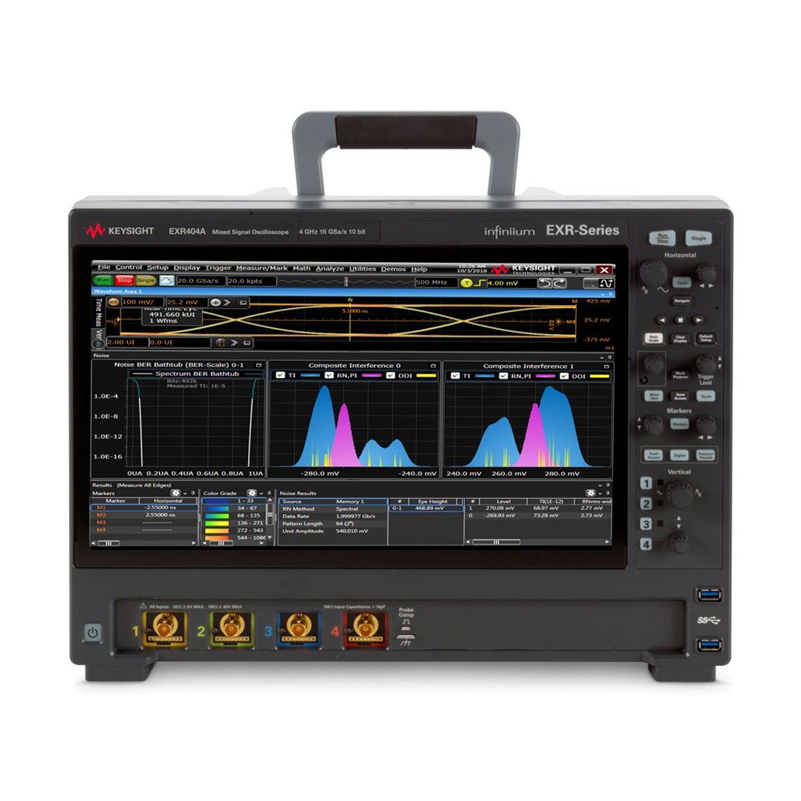 KEYSIGHT EXR404A Infiniium EXR-시리즈 오실로스코프 4채널,4GHz,16GSa,100Mpts