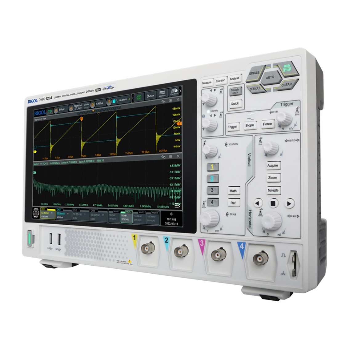 RIGOL DHO1204 4채널, 200MHz, 2GSa/s, 12bit 디지털 오실로스코프
