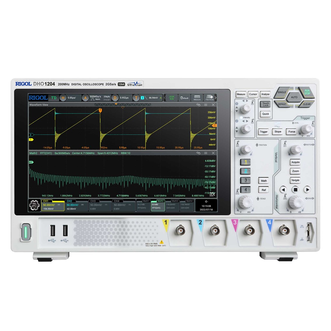 RIGOL DHO1202 2채널, 200MHz, 2GSa/s, 12bit 디지털 오실로스코프
