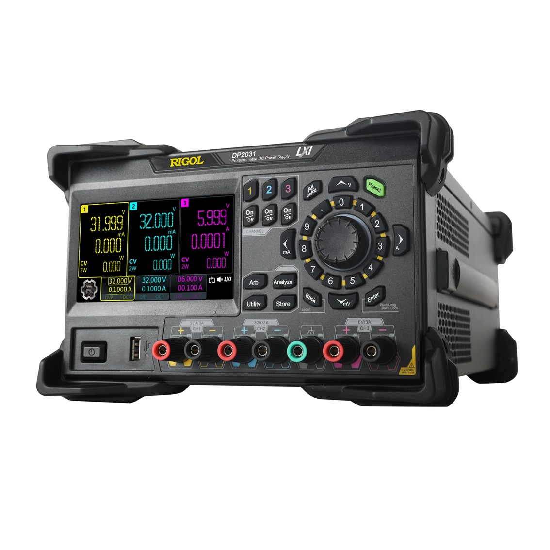 RIGOL DP2031 3채널(32V,3A 32V,3A 6V,5A),222W,1mV,1mA DC파워서플라이 DC전원공급기