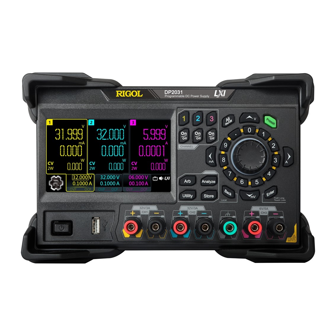 RIGOL DP2031 3채널(32V,3A 32V,3A 6V,5A),222W,1mV,1mA DC파워서플라이 DC전원공급기