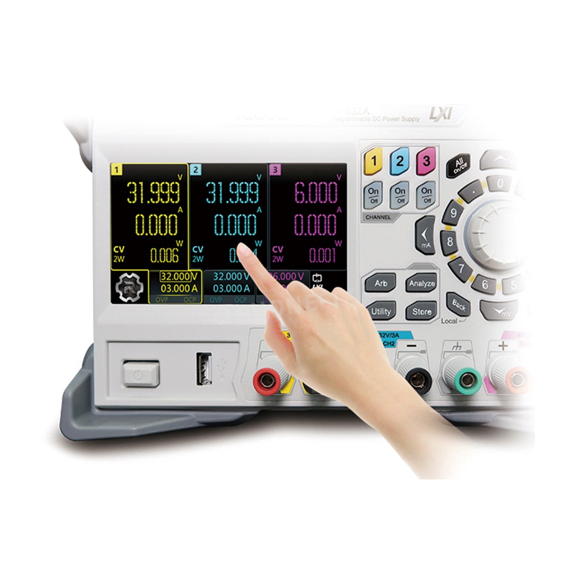 RIGOL DP932U 3채널(32V,3A 32V,3A 6V,3A),210W,10mV,1mA DC파워서플라이 DC전원공급기