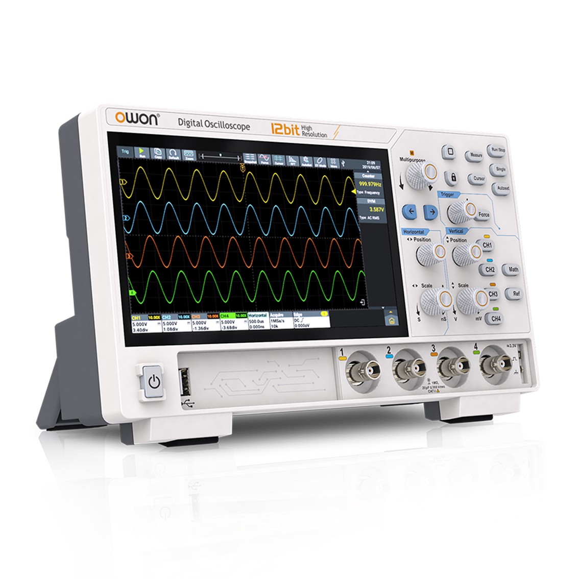 OWON ADS802A 디지털 오실로스코프 70MHz, 2채널, 1.25GS/s, 50M, 12Bits