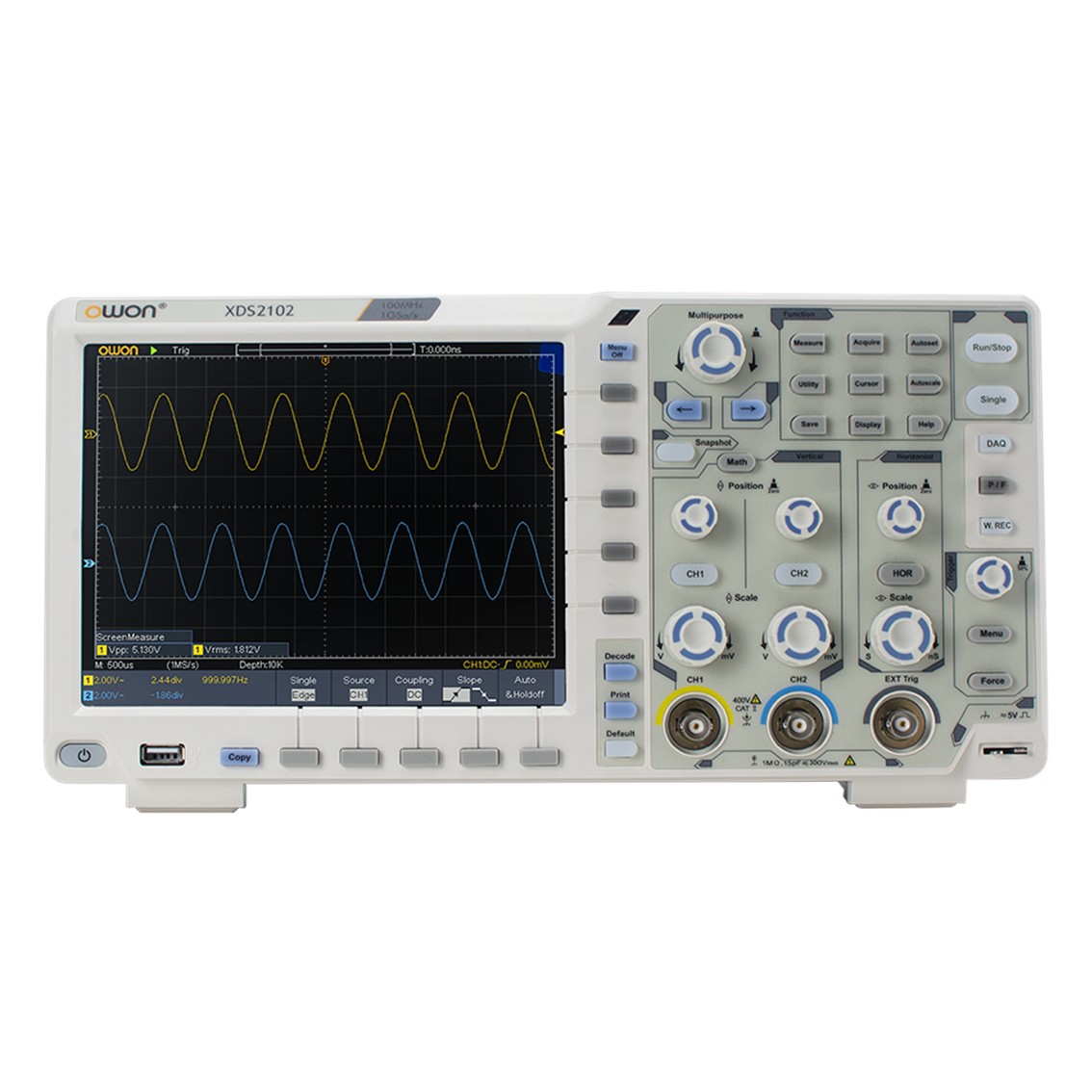 OWON XDS2102  오실로스코프 2채널, 100MHz, 1GS/s, 8Bit, 40M