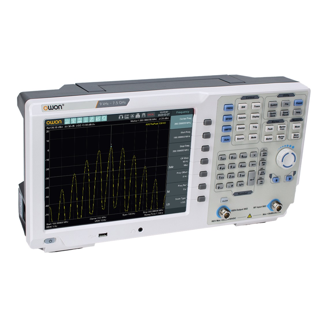 OWON XSA1075P 스펙트럼 분석기, 9kHz~7.5GHz 스펙트럼 아날라이저 10.4인치 터치스크린