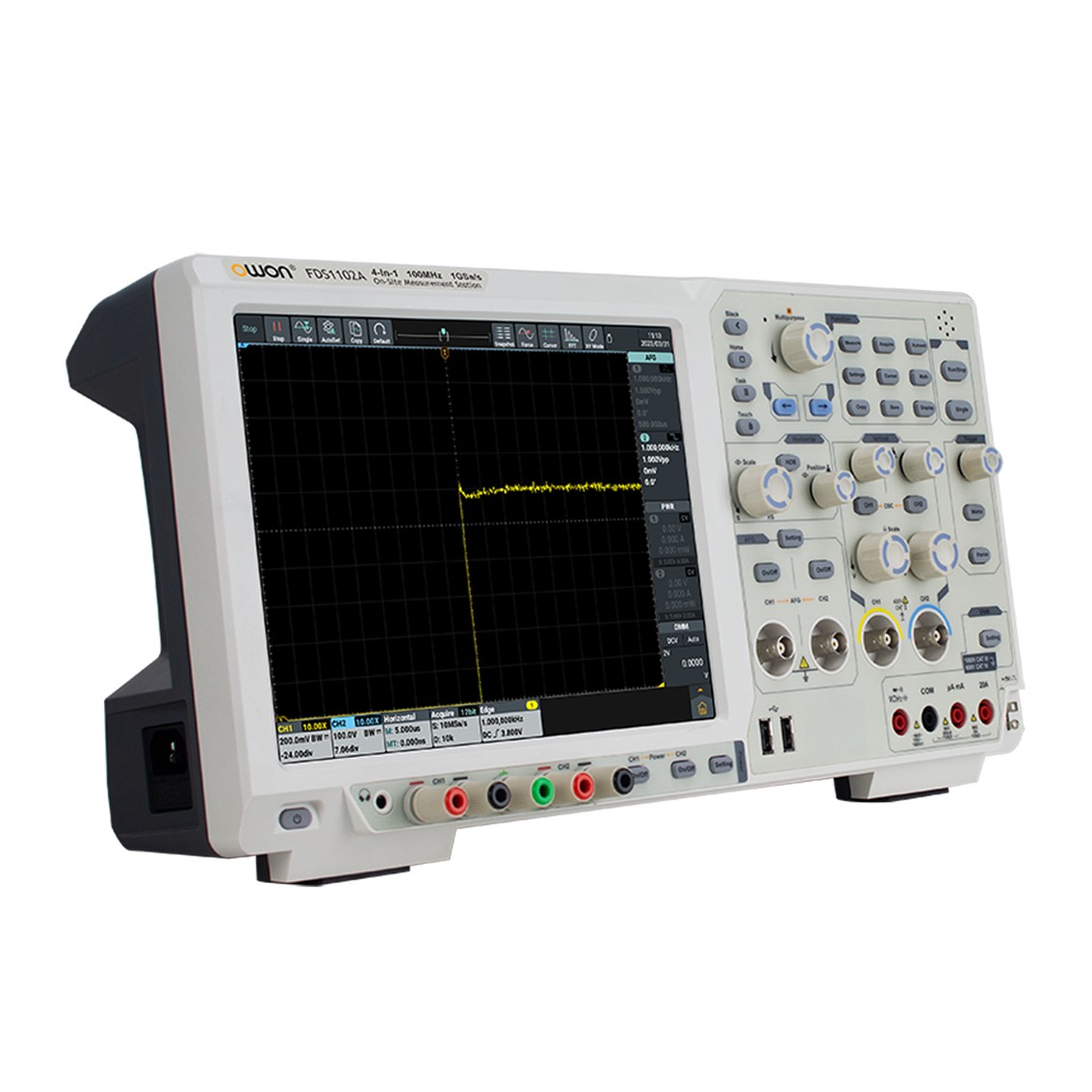 OWON FDS3102 2채널, 100MHz, 2.5GS/s 8비트 오실로스코프 파형발생기, 파워서플라이, 멀티미터