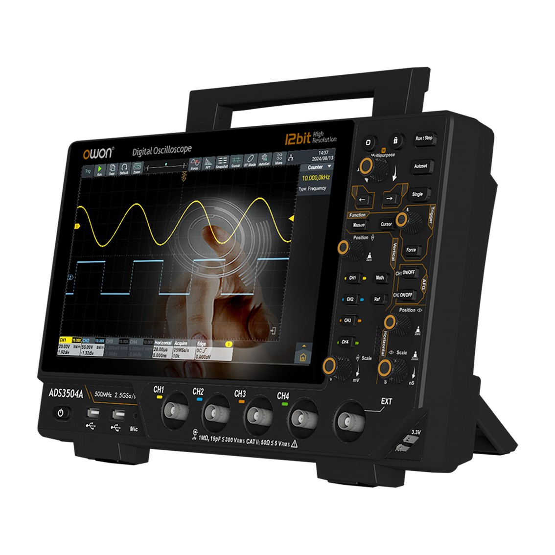 OWON ADS3504A 4채널, 500MHz, 2.5GS/s, 100M 디지털 오실로스코프