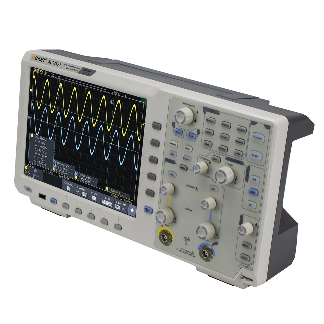 OWON XDS4354 4채널, 350MHz, 5GS/s, 400M 디지털 오실로스코프