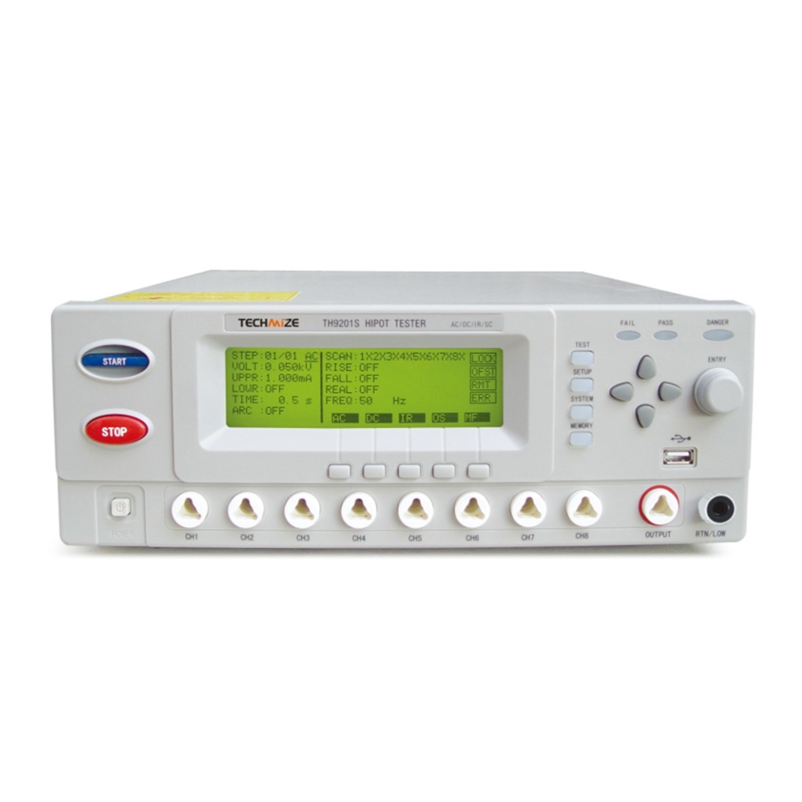 TECHMIZE TH9201  내전압시험기 AC 0.05-5kV, DC 0.05-6kV, AC 0.001mA-30mA, DC 0.1uA-10mA 절연시험기