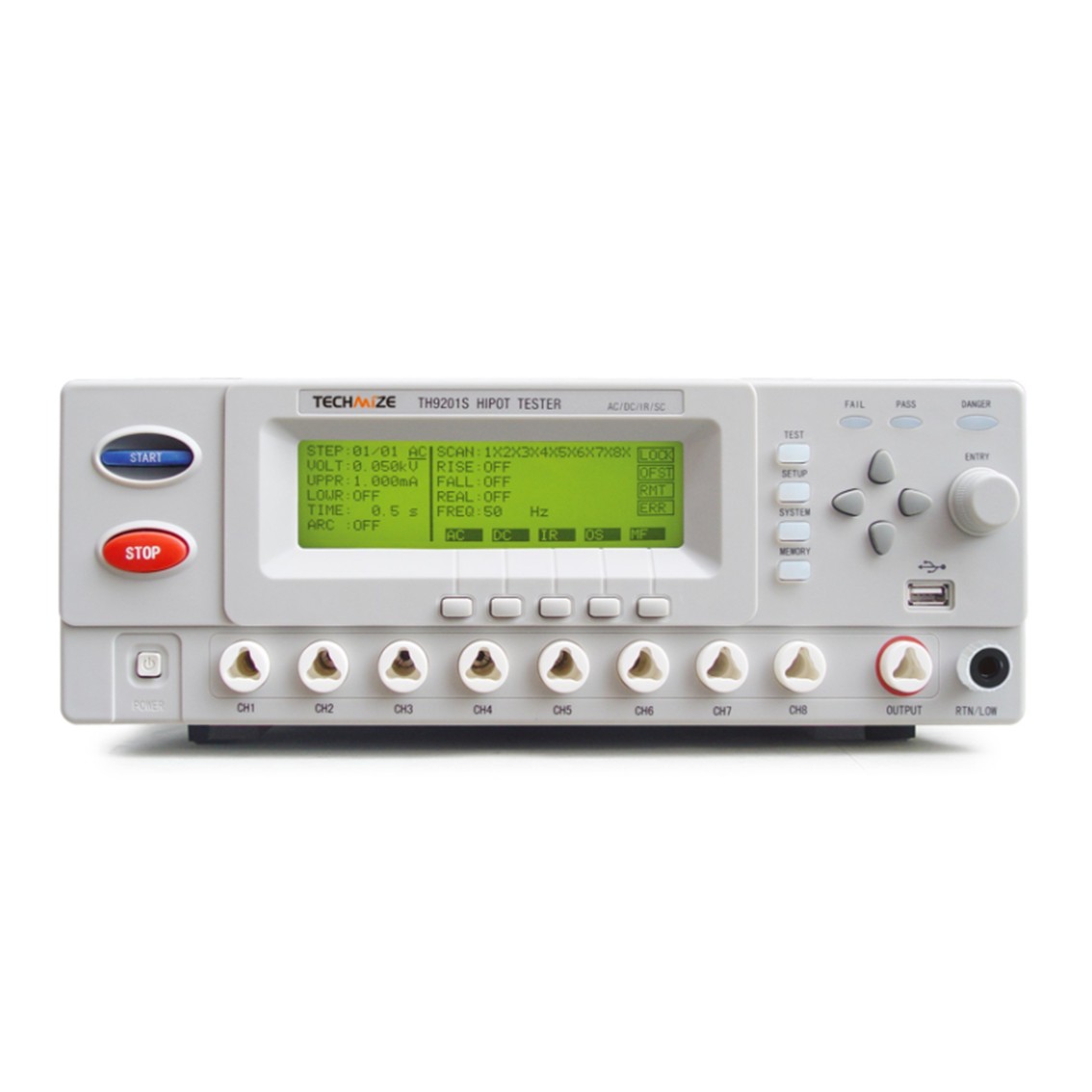 TECHMIZE TH9201  내전압시험기 AC 0.05-5kV, DC 0.05-6kV, AC 0.001mA-30mA, DC 0.1uA-10mA 절연시험기